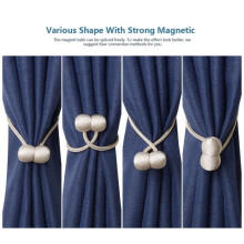 (Beige , 1 Pair ) Magnetic Ball Curtain Tiebacks Tie Backs Buckle Clips Holdbacks