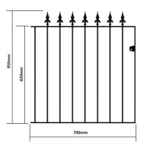 (762mm GAP X 950mm High Galvanised) Saxon Single Spear-Top Wrought Iron Gate