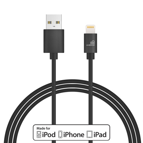(Black) Apple MFI Certified Lightning 1m Data and Charge Cable 1