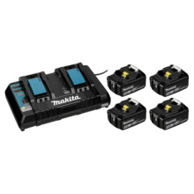 Pack van 4 Batterijen 18V 5Ah BL1850 - MAKITA - Dubbele oplader DC18RD + MaKpac kofferset - 197626-8