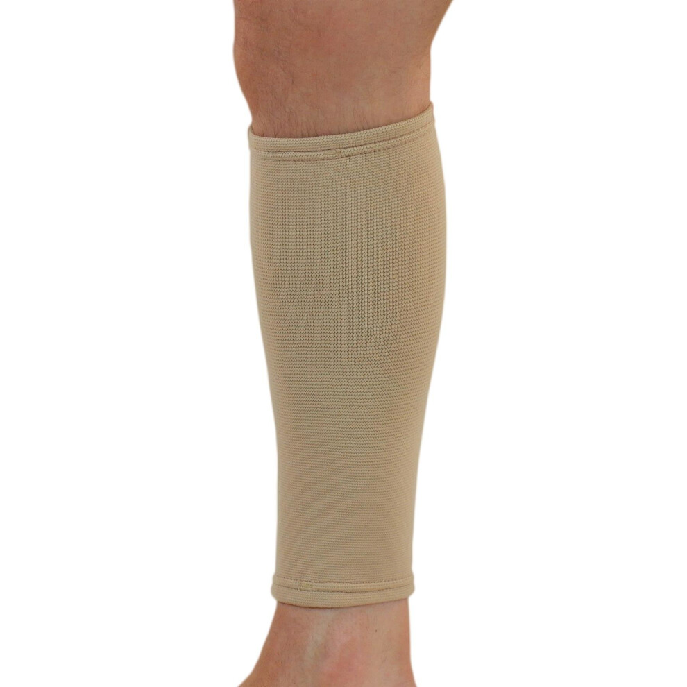 (Beige, S) Medical Grade Elastic Compression Calf Support