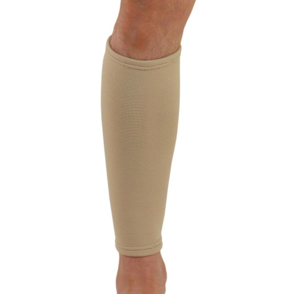 (Beige, XL) Medical Grade Elastic Compression Calf Support