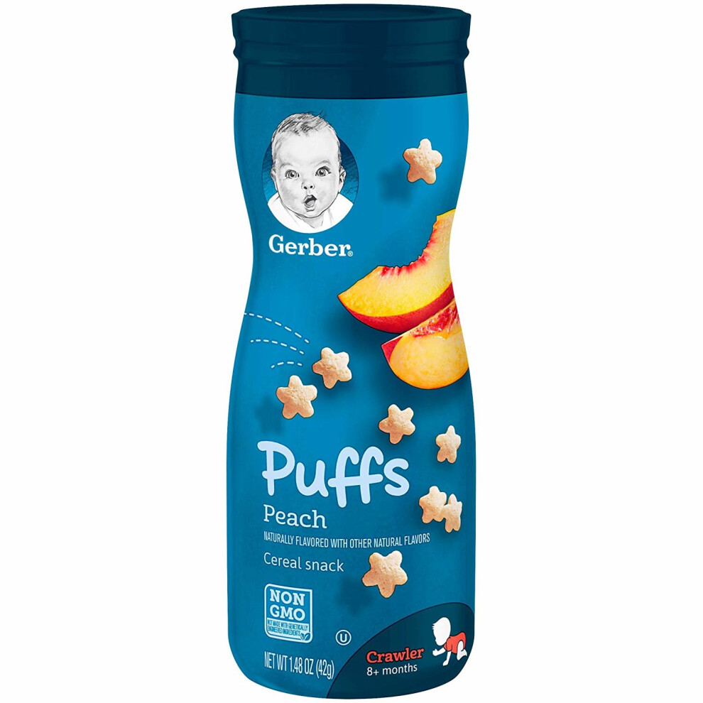 Gerber, Puffs Cereal Snack, Crawler, 8+ Months, Peach, Crawler, 42 g