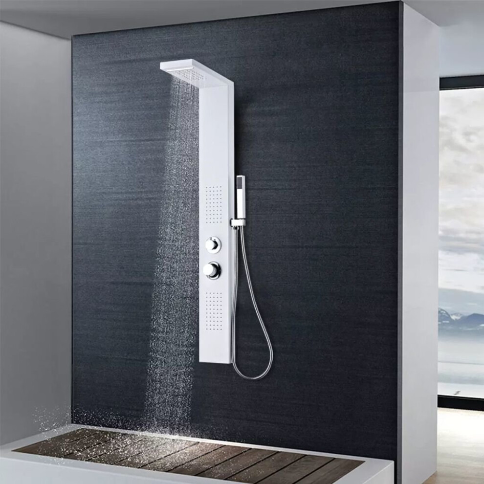 vidaXL Shower Panel System Aluminium Matte White Tower Column Pillar Bathroom