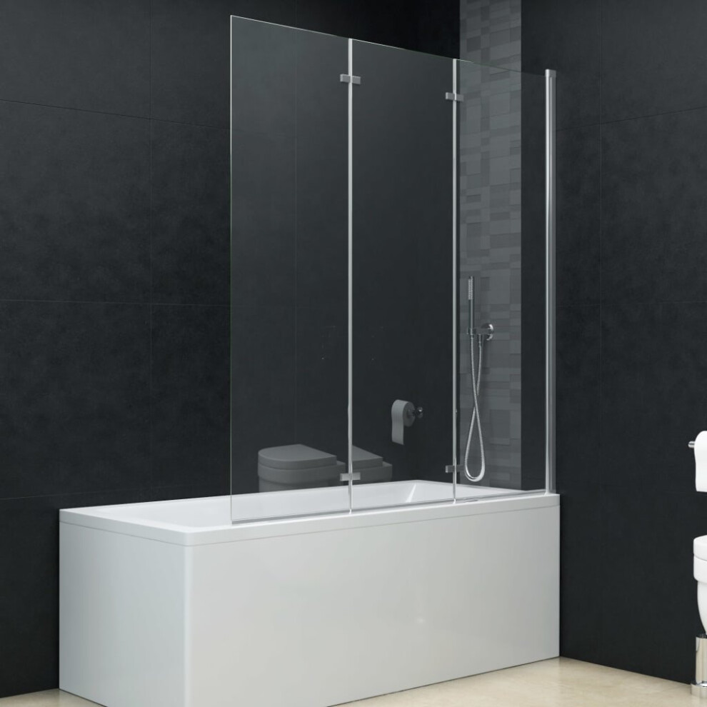 vidaXL Folding Shower Enclosure 3 Panels ESG 130x138cm Bathtub Wall Screen-image-OPC-P58RKYP-NEW