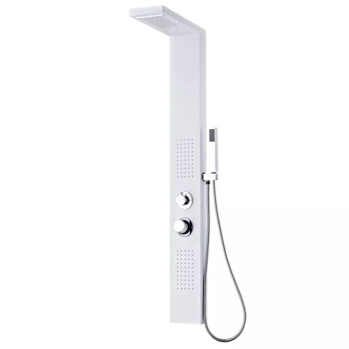 VidaXL vidaXL Shower Panel System Aluminium Matte White Tower Column Pillar Bathroom 1