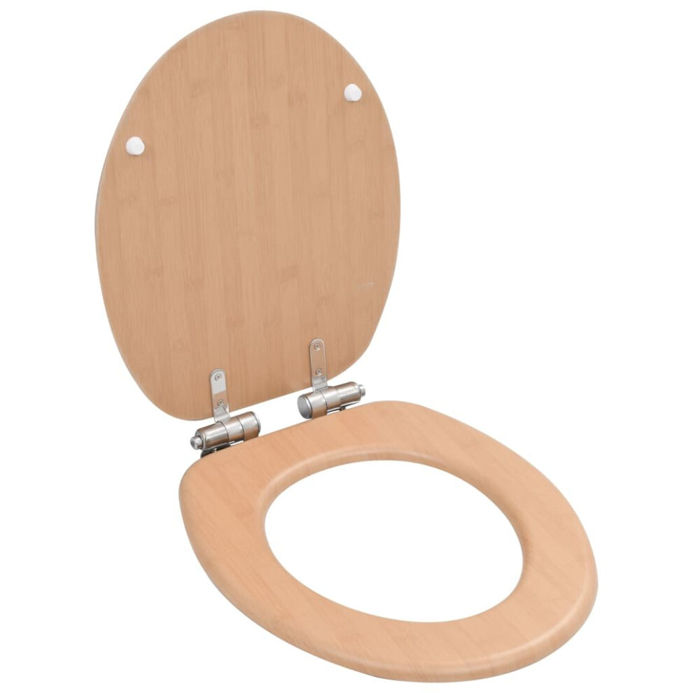 vidaXL WC Toilet Seat with Soft Close Lid MDF Bamboo Design Bathroom Bidet