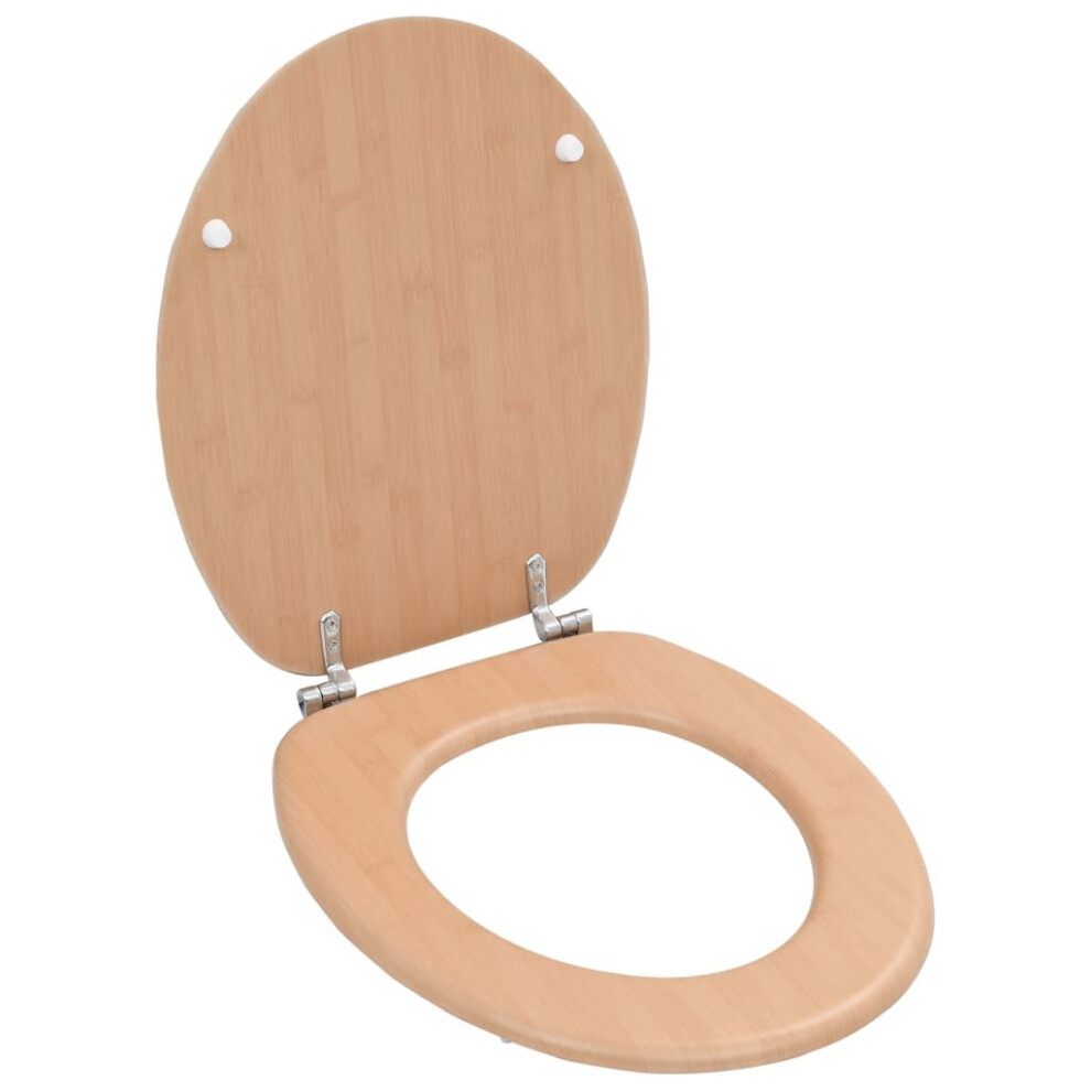 vidaXL WC Toilet Seat with Lid MDF Bamboo Design Universal Bathroom Bidet