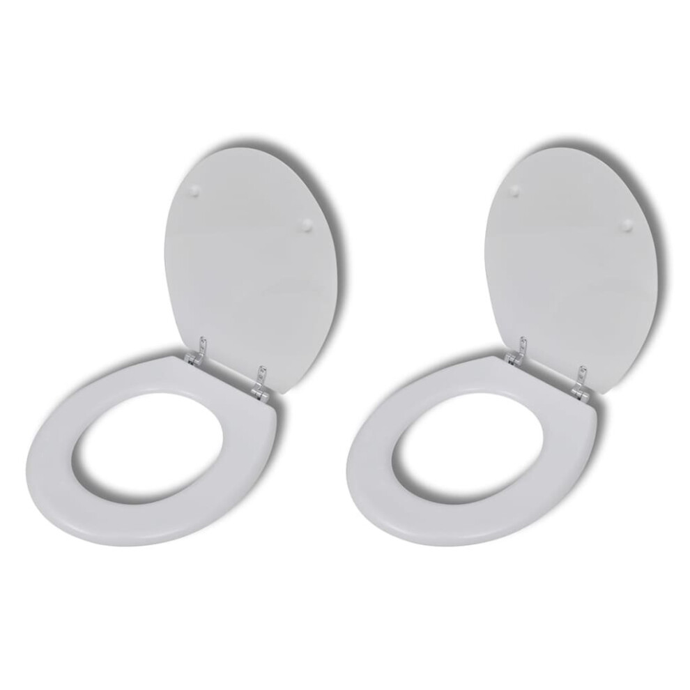 Vidaxl 2X Toilet Seats With Lids Mdf White Bathroom Wc Accessory