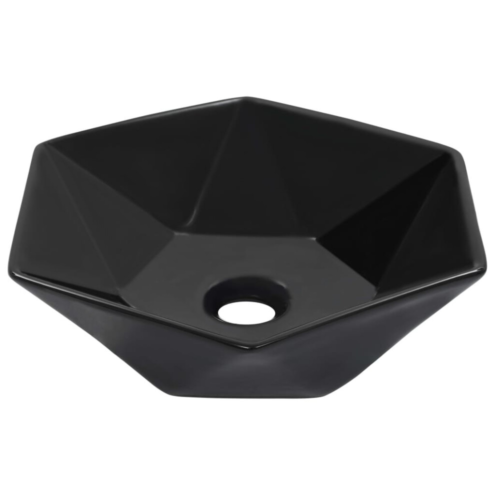 vidaXL Wash Basin 41x36.5x12cm Ceramic Black Bathroom Washroom Wash Bowl Sink