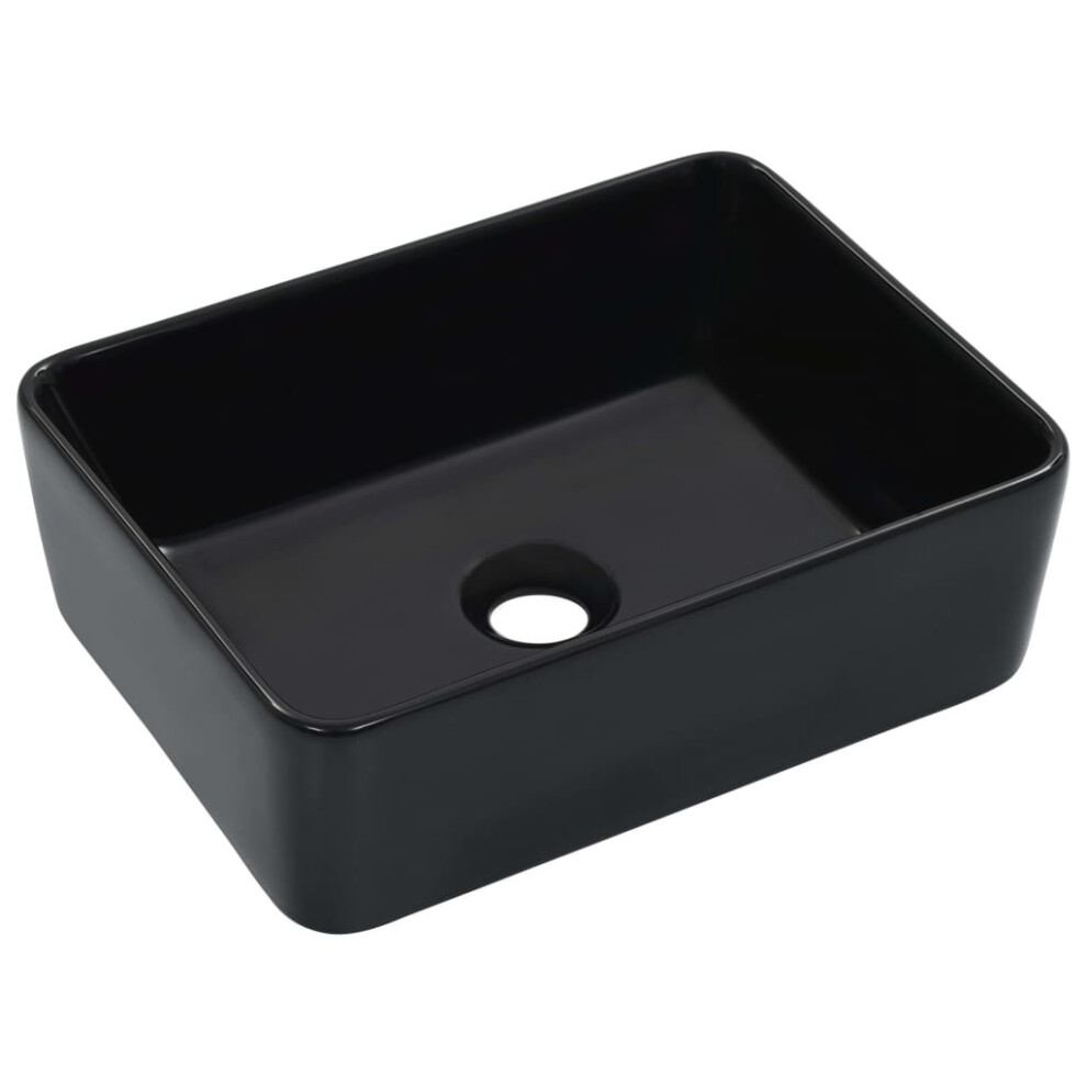 Vidaxl Wash Basin 40X30x13cm Ceramic Black Bathroom Washroom Wash Bowl Sink 8718475719984