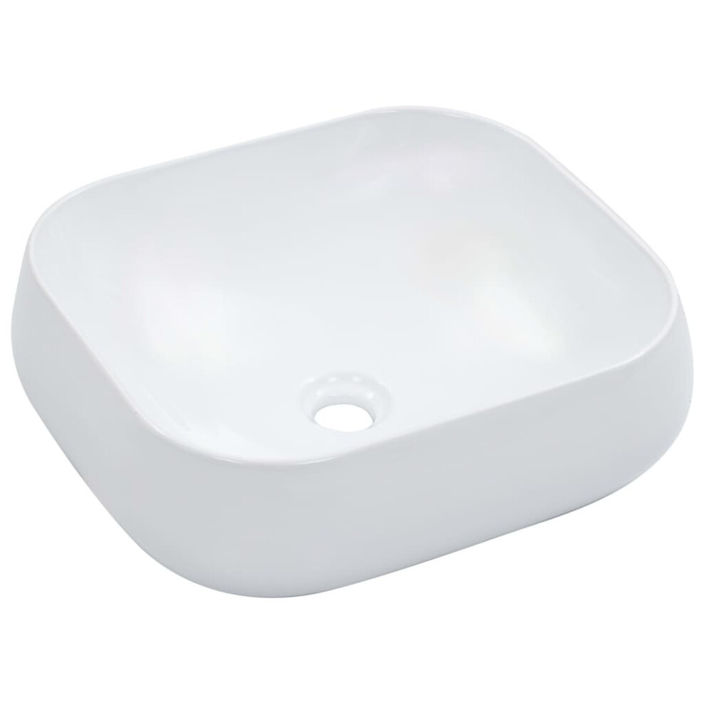 vidaXL Wash Basin 44.5x39.5x14.5cm Ceramic White Bathroom Wash Bowl Sink Unit