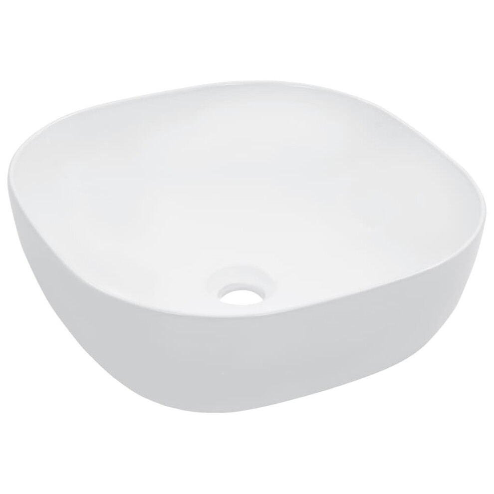 vidaXL Wash Basin 42.5x42.5x14.5cm Ceramic White Bathroom Washroom Bowl Sink