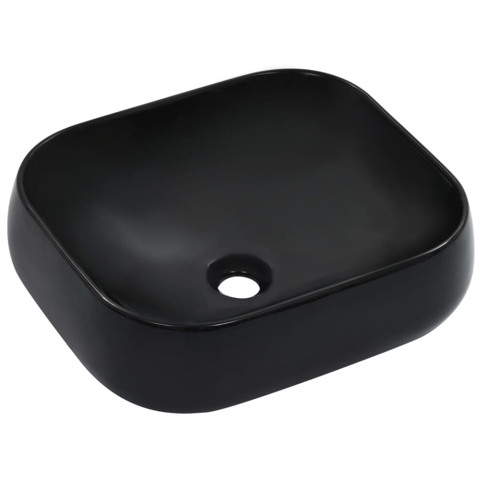 vidaXL Wash Basin 44.5x39.5x14.5cm Ceramic Black Bathroom Washroom Bowl Sink