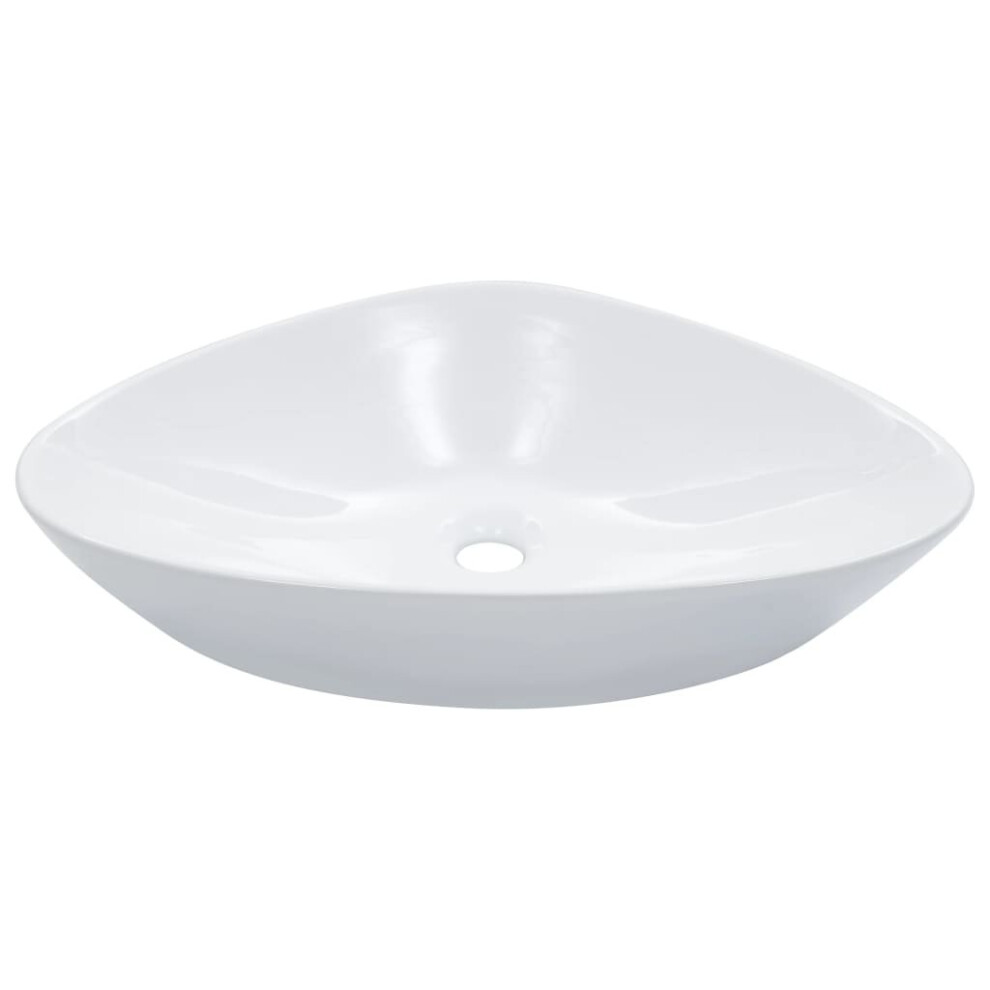 vidaXL Wash Basin Ceramic White Above Counter Bathroom Wash Bowl Sink Unit