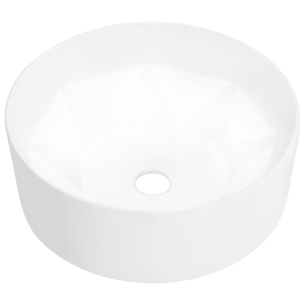 vidaXL Wash Basin 36x14cm Ceramic White Bathroom Washroom Wash Bowl Sink Unit