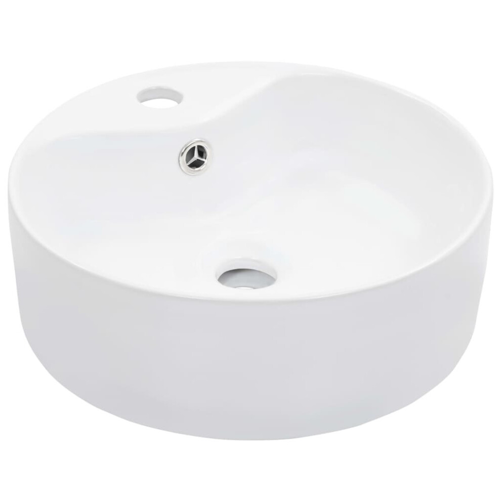 Vidaxl Wash Basin With Overflow 36X13cm Ceramic White Bathroom Wash Bowl Sink