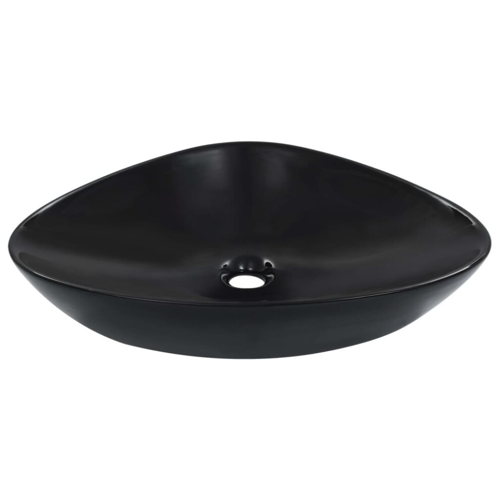 vidaXL Wash Basin Ceramic Black Above Counter Bathroom Wash Bowl Sink Unit