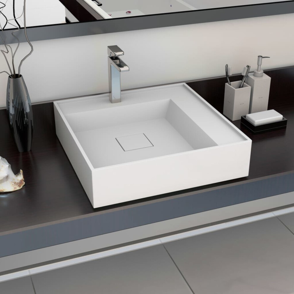 vidaXL Wash Basin 50x50x12.3cm Mineral Cast/Marble Cast White Bathroom Sink