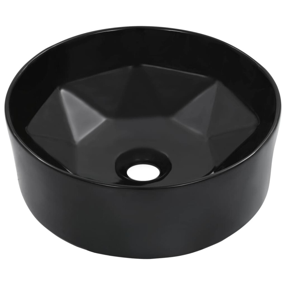 vidaXL Wash Basin 36x14cm Ceramic Black Bathroom Washroom Wash Bowl Sink Unit