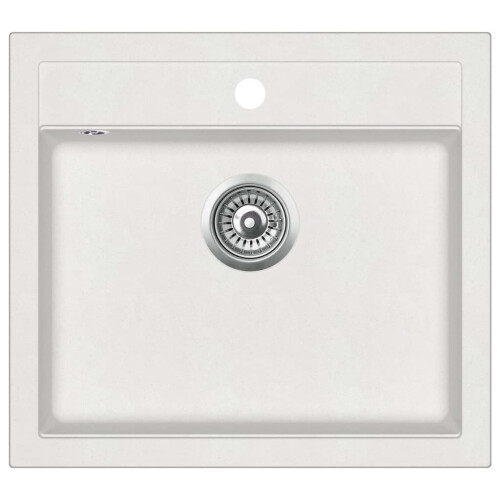 VidaXL vidaXL Granite Kitchen Sink Single Basin White Basket Strainer Wash Bowl Basin