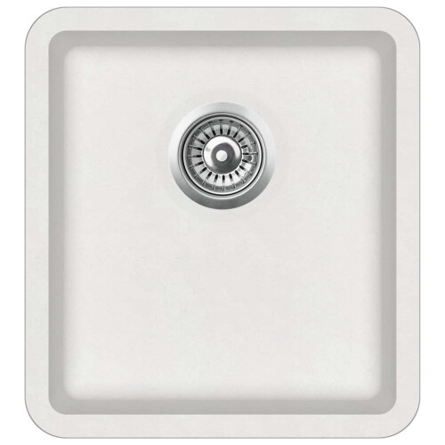VidaXL vidaXL Granite Kitchen Sink Single Basin White Basket Strainer Wash Bowl Basin