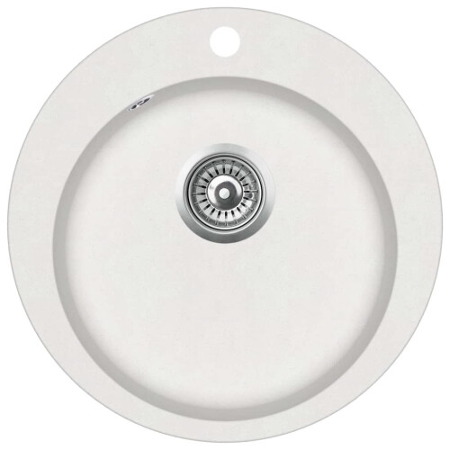 VidaXL vidaXL Granite Kitchen Sink Single Basin Round White Basket Strainer Basin