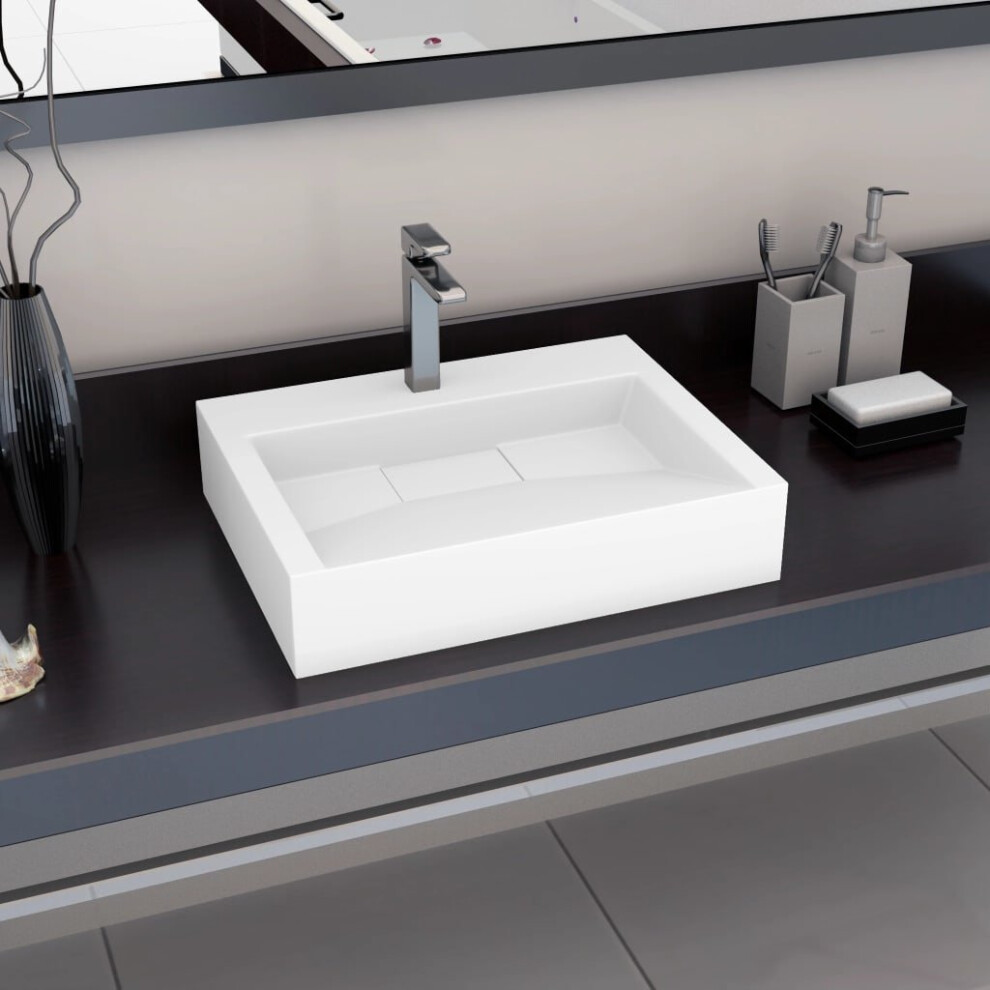 Vidaxl Wash Basin 60Cm Mineral Cast/Marble Cast Countertop Bathroom Sink White