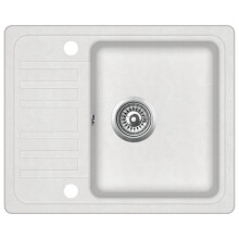 vidaXL Granite Kitchen Sink Single Basin White Basket Strainer Wash Bowl Basin