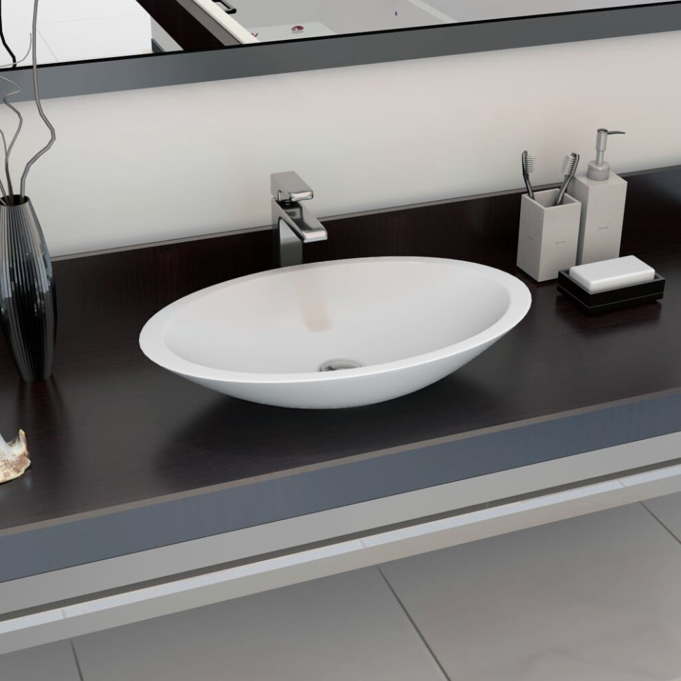 Vidaxl Wash Basin 59.3X35.1x10.7cm Mineral Cast/Marble Cast White Bath Sink