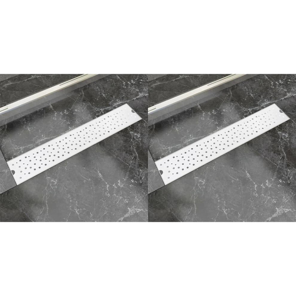 vidaXL 2x Linear Shower Drain Bubble 630x140mm Stainless Steel Floor Channel