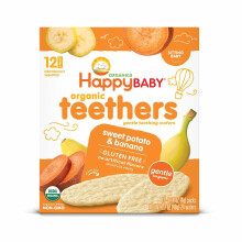 Happy Family Organics, Dentes Organicos, Wafers de Amamentação Suaves, Batata Doce e Banana, 12 Pacotes, 0.14 oz (4 g) Cada