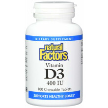 Natural Factors, Vitamin D3 gyerekeknek, Eper, 10 mcg (400 IU), 100 szívható tabletták