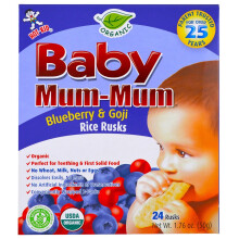 Hot Kid, Baby Mum-Mum, Wafers de Dentes para Bebês, Mirtilo e Goji, 12 Embalagens, 2 Wafers Cada