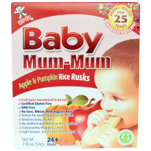 Hot Kid, Baby Mum-Mum, Wafers de Dentes para Crianças, Maçã e Abóbora, 12 Embalagens, 2 Wafers Cada
