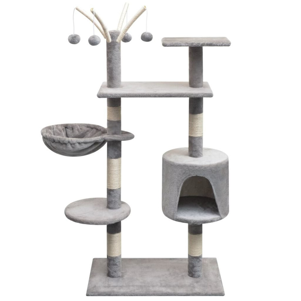 vidaXL Cat Tree with Sisal Scratching Posts 125 cm Grey Play Tower Furniture