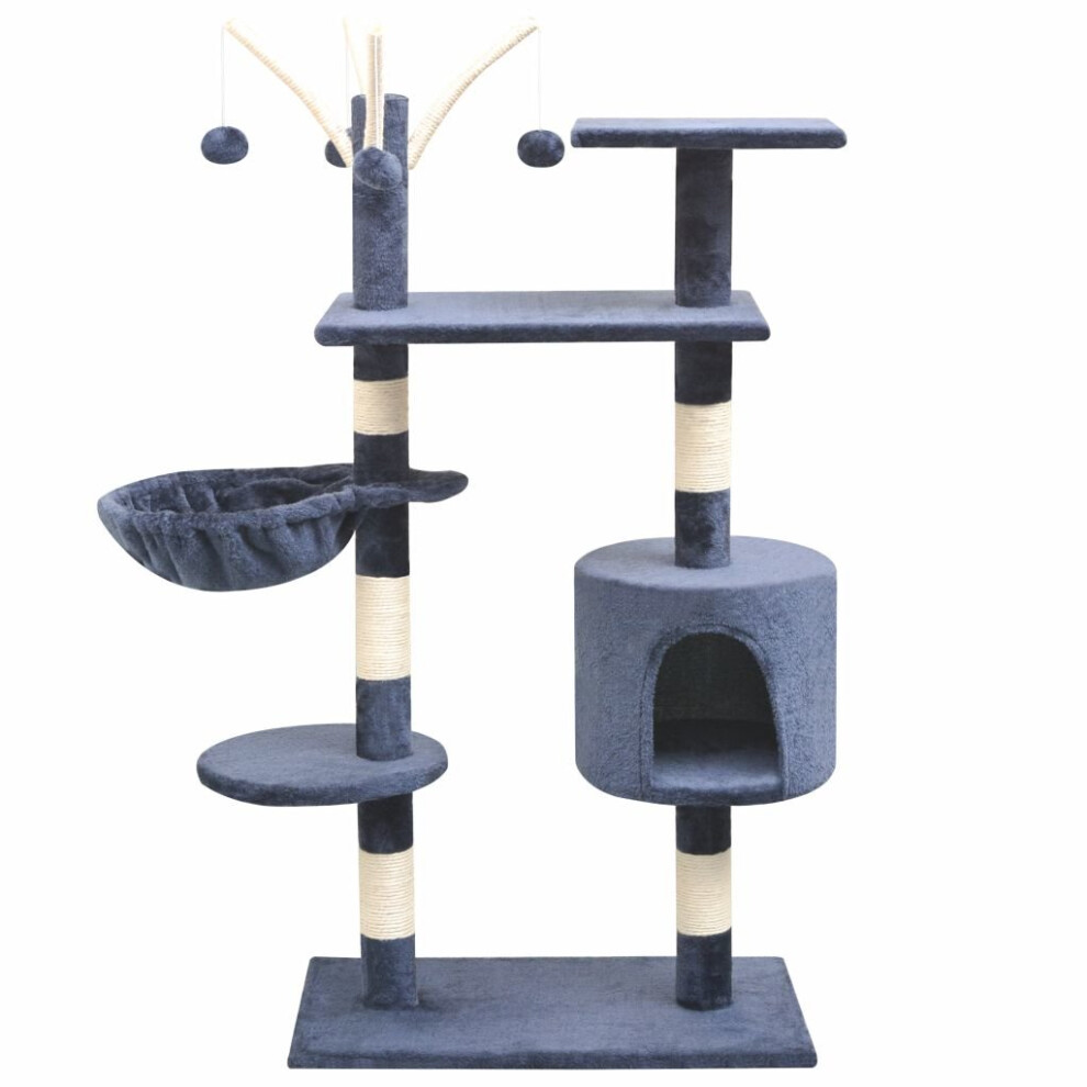 vidaXL Cat Tree with Sisal Scratching Posts 125 cm Dark Blue Play Tower House