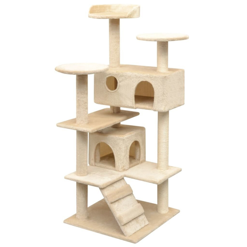 vidaXL Cat Tree Playhouse Condo Tower with Sisal Scratching Posts 125 cm Beige