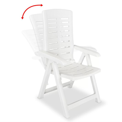 VidaXL vidaXL 2x Reclining Garden Chairs 60x61x108cm Plastic White Foldable Seat 1