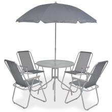 6pc vidaXL Grey Textilene Outdoor Dining Set