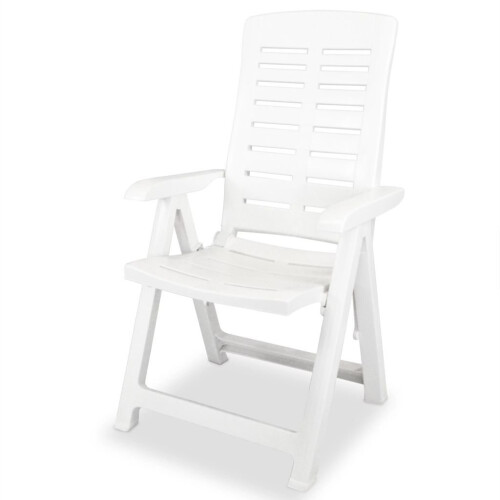 VidaXL vidaXL 2x Reclining Garden Chairs 60x61x108cm Plastic White Foldable Seat 2
