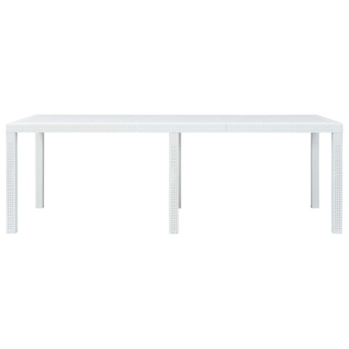 VidaXL vidaXL Garden Table White 220x90x72cm Plastic Rattan Look Outdoor Furniture 2