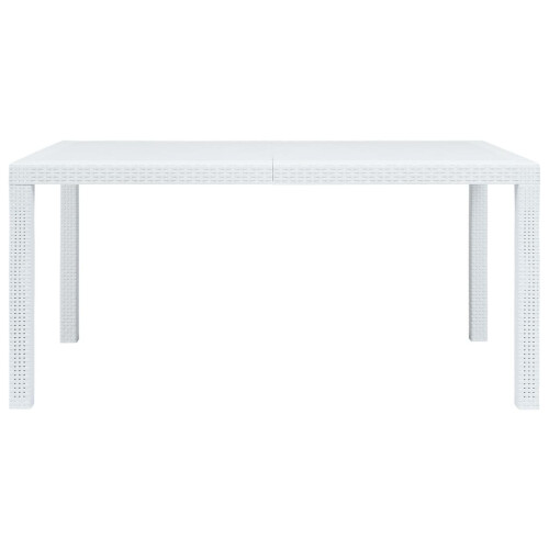 VidaXL vidaXL Garden Table White 150x90x72cm Plastic Rattan Look Outdoor Furniture 2