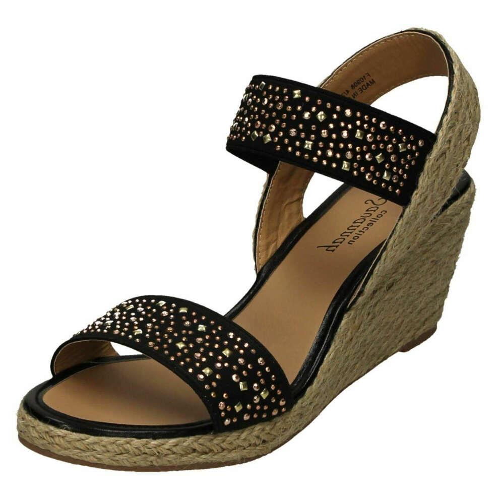 (7 UK, Black) Savannah Womens/Ladies Synthetic High Wedge Sandals-image-OPC-P58S5MZ-NEW