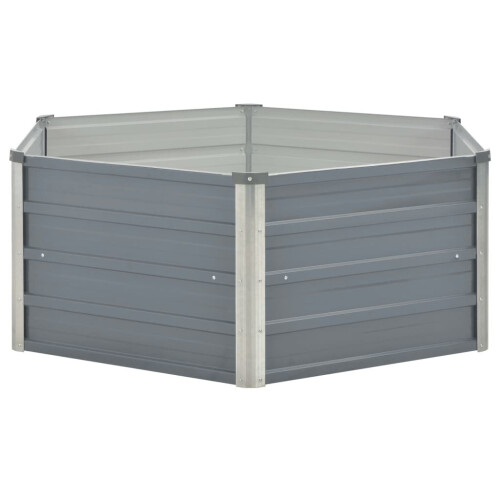 VidaXL vidaXL Galvanised Steel Raised Planter | Hexagonal Flower Bed 2