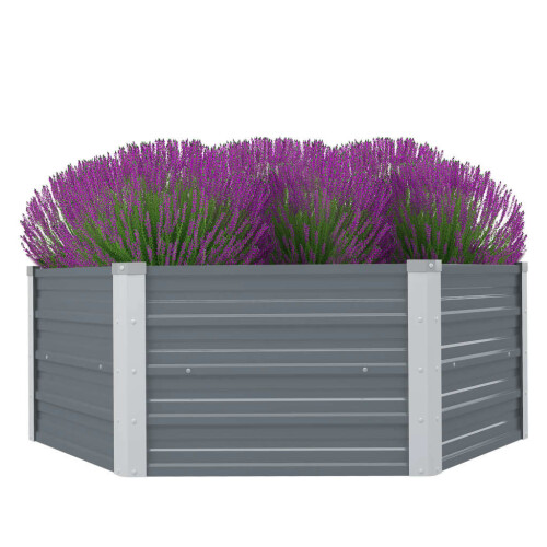 VidaXL vidaXL Galvanised Steel Raised Planter | Hexagonal Flower Bed 1