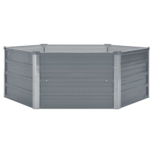 vidaXL Galvanised Steel Raised Planter | Hexagonal Flower Bed