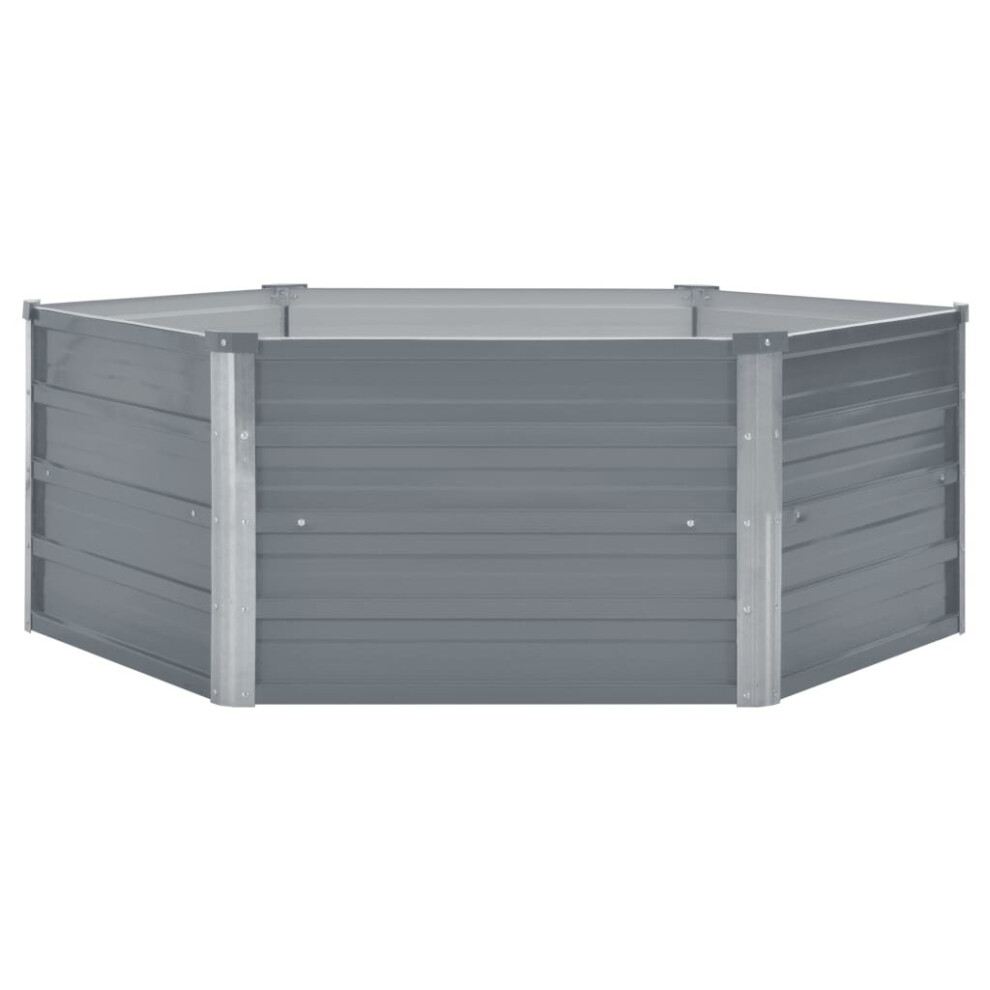 vidaXL Galvanised Steel Raised Planter | Hexagonal Flower Bed