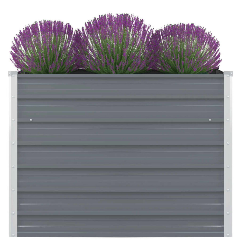 vidaXL Raised Vegetable Garden Bed Galvanised Steel Grey Flower Pot Planter