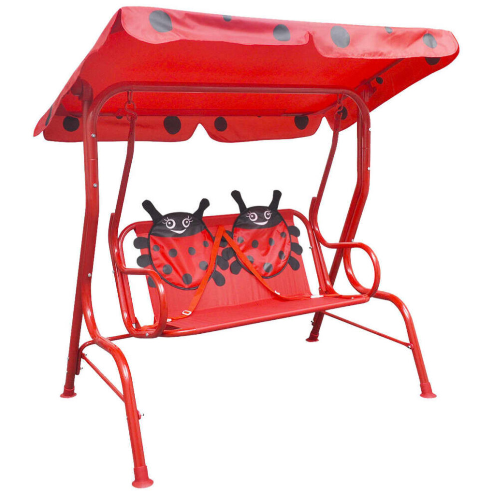 Vidaxl Kids Swing Seat Garden Outdoor Children Hammock Chair With Canopy Red